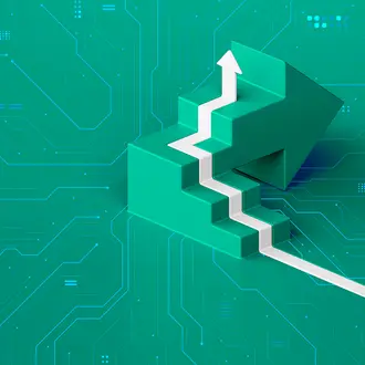 An illustration of an arrow climbing up steps to the top