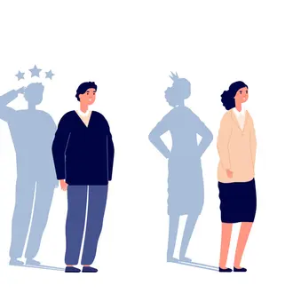 Leader confidence, manager man and woman strength