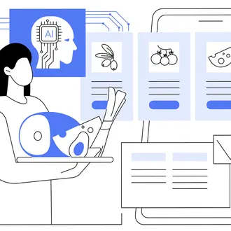 A smartphone app uses AI to identify food items and provide nutritional information instantly. abstract metaphor.