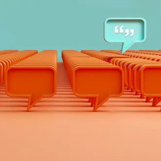 A unique speech bubble stands out from a crowd of speech bubbles