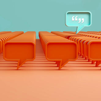 A unique speech bubble stands out from a crowd of speech bubbles