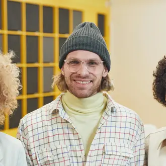 Three smiling employees