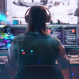 A developer uses generative AI technology while coding