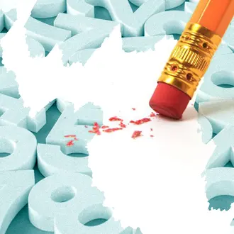 Numbers are being erased by a pencil eraser