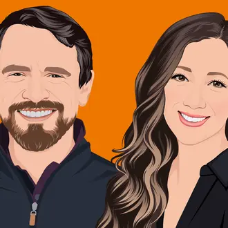 Illustration of man and woman, both smiling