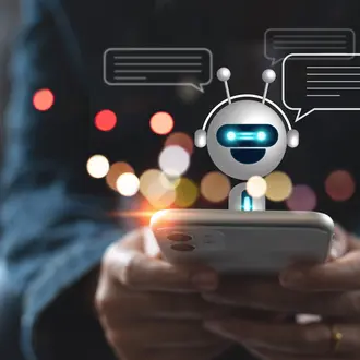 Chat bot communication with human via text