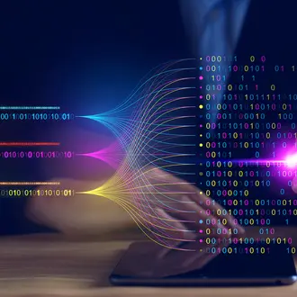 A person sorts through data