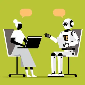 A robot and human having a conversation