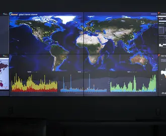 Akamai globe on monitor