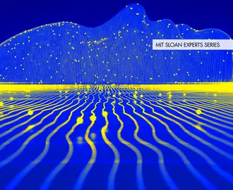 Illustration of network wires in the form of a human head in an abstract space, signifying artificial intelligence
