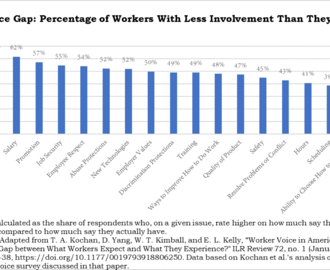 Voice Gap: Graphed percentage of workers with less involvement than they want