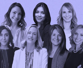 MIT Sloan alumnae: (left to right) Andrea Friedenson, Sangeeta Lala, Heidi Zak, Erica Dhawan, Alessandra Henderson, Julie Johnson, and Dannielle (Sita) Appelhans