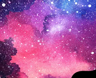 Illustration of human head on starry space background.
