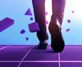 A person's footsteps amongst blockchain