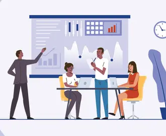 Graphic of person giving presentation