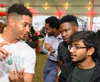 Presenter speaks to students