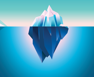 An illustration of an iceberg and its reflection