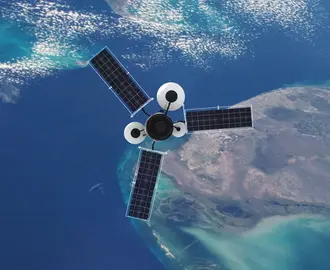 Image of weather satellite above the earth