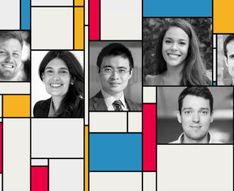 MIT Sloan new faculty: (left to right) Austin van Loon, Ellen Muir, Haihao (Sean) Lu, Chelsea Lide, Felix Vetter, and Ali Aouad.