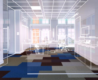 Modern office room concept blueprint design