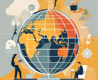 graphic of a globe and people siting around it