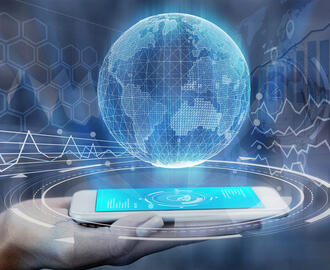 Digital image of the globe above an iPad