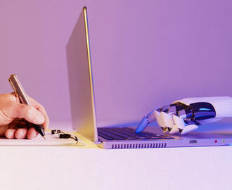 A robot and human work side by side