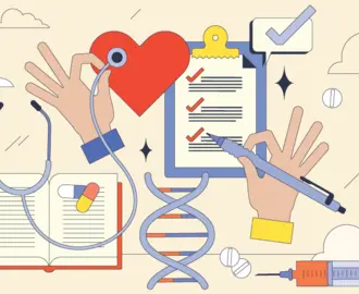 Illustration of medical supplies and charts