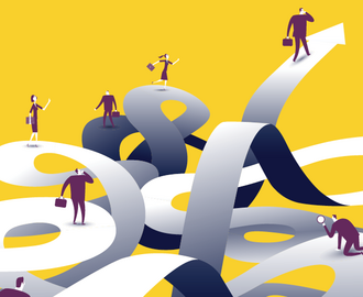 Illustration of people navigating a winding pathway