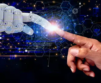 Robot and human finger touching