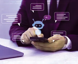 A person uses a virtual AI assistant 