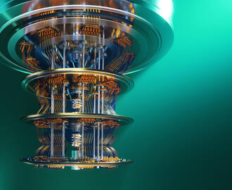 A 3D render of a quantum computer