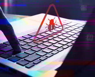 Malware attack virus alert shows up over laptop