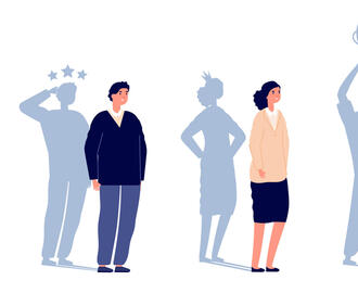 Leader confidence, manager man and woman strength