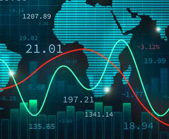 Foreign exchange or forex illustration with the world map, infographics and numbers. International finance, trade and economy concept.