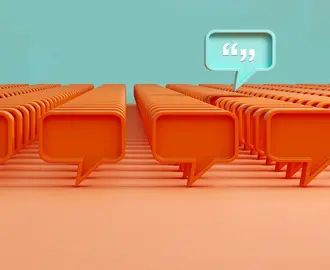 A unique speech bubble stands out from a crowd of speech bubbles