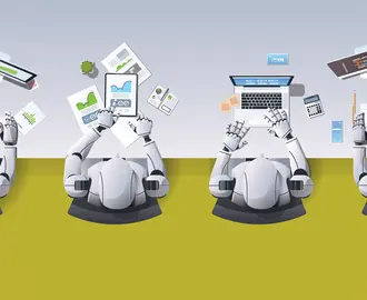 A series of AI agents working on computers and data