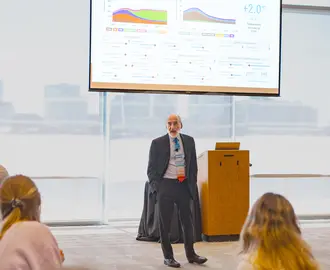 John Sterman presenting en-ROADS climate simulator tool