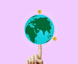 Person Pointing At An Earth Icon