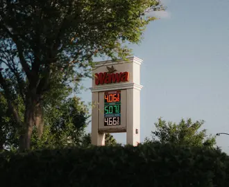 Wawa Gas Station Prices on Sign in USA