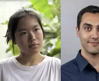 2026 Lucea Award Winner Alice Cai (left) and honorable mention, Peyman Shahidi (right), MIT Sloan Information Technology Group