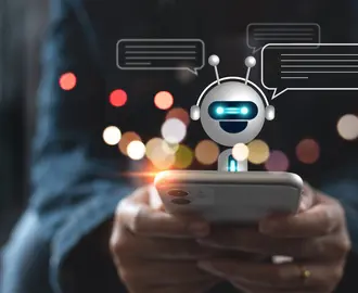 Chat bot communication with human via text