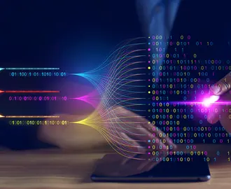 A person sorts through data