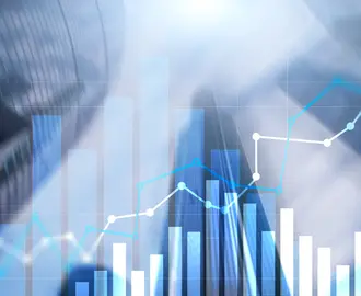 Stock image of financial graphs and charts.