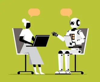 A robot and human having a conversation