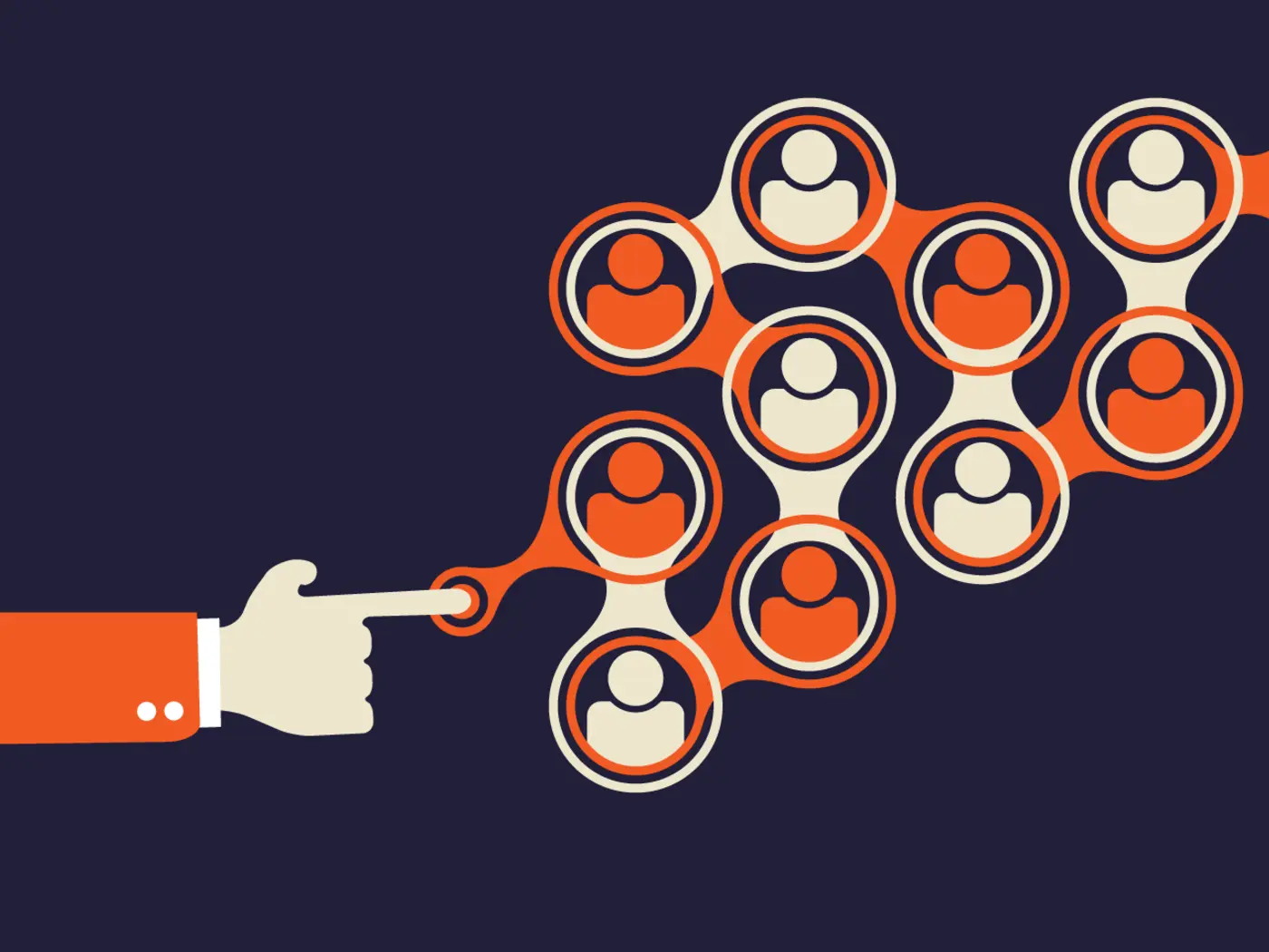 Finger tapping into network of people