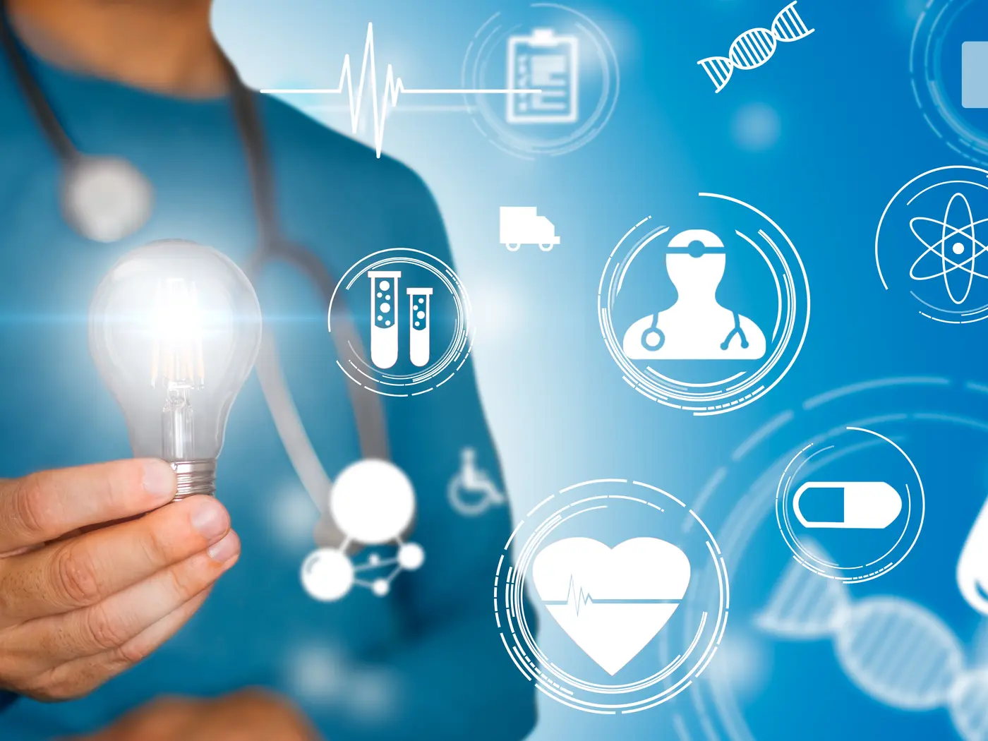 Physician holding light bulb 