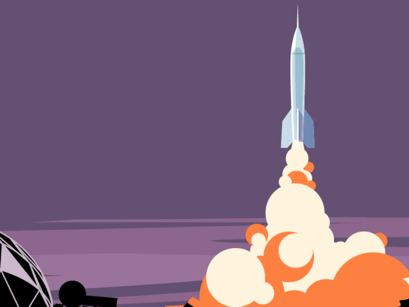 Illustration of rocket blasting off