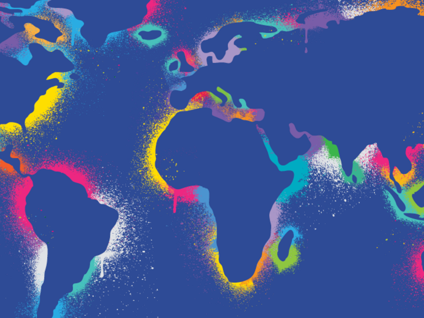 Stencil picture of a world map.
