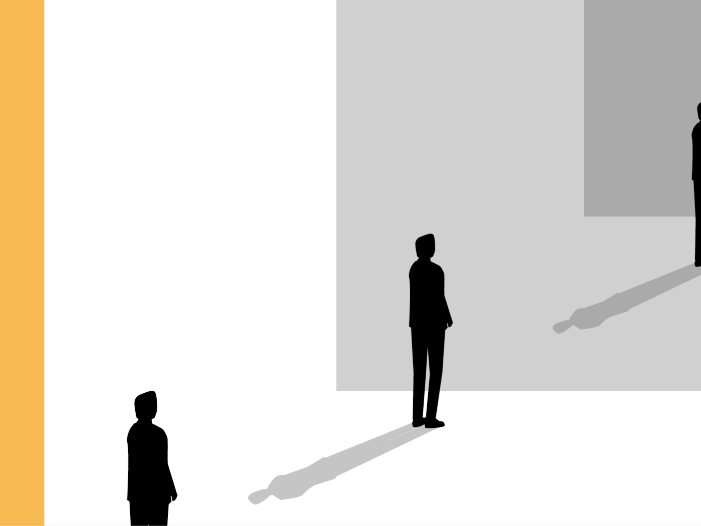 Simple illustration of people standing in a line facing the same direction